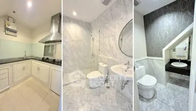 Modern kitchen and bathroom with sleek design and contemporary fixtures.