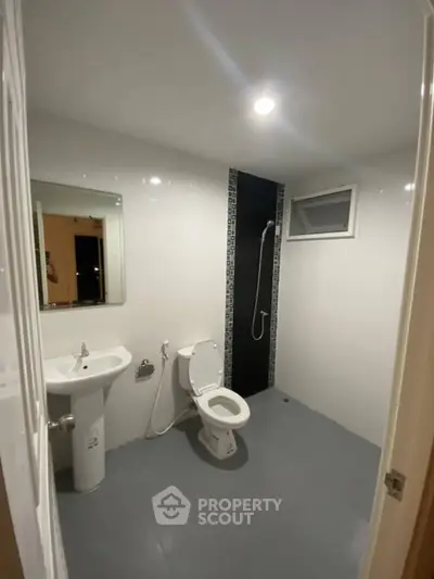 Modern bathroom with sleek fixtures and minimalist design