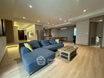 Spacious modern living room with open layout and stylish furniture