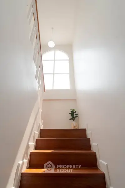 Elegant staircase with natural light and modern design