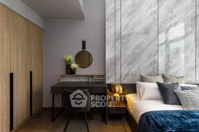 Modern bedroom with stylish decor and elegant furniture