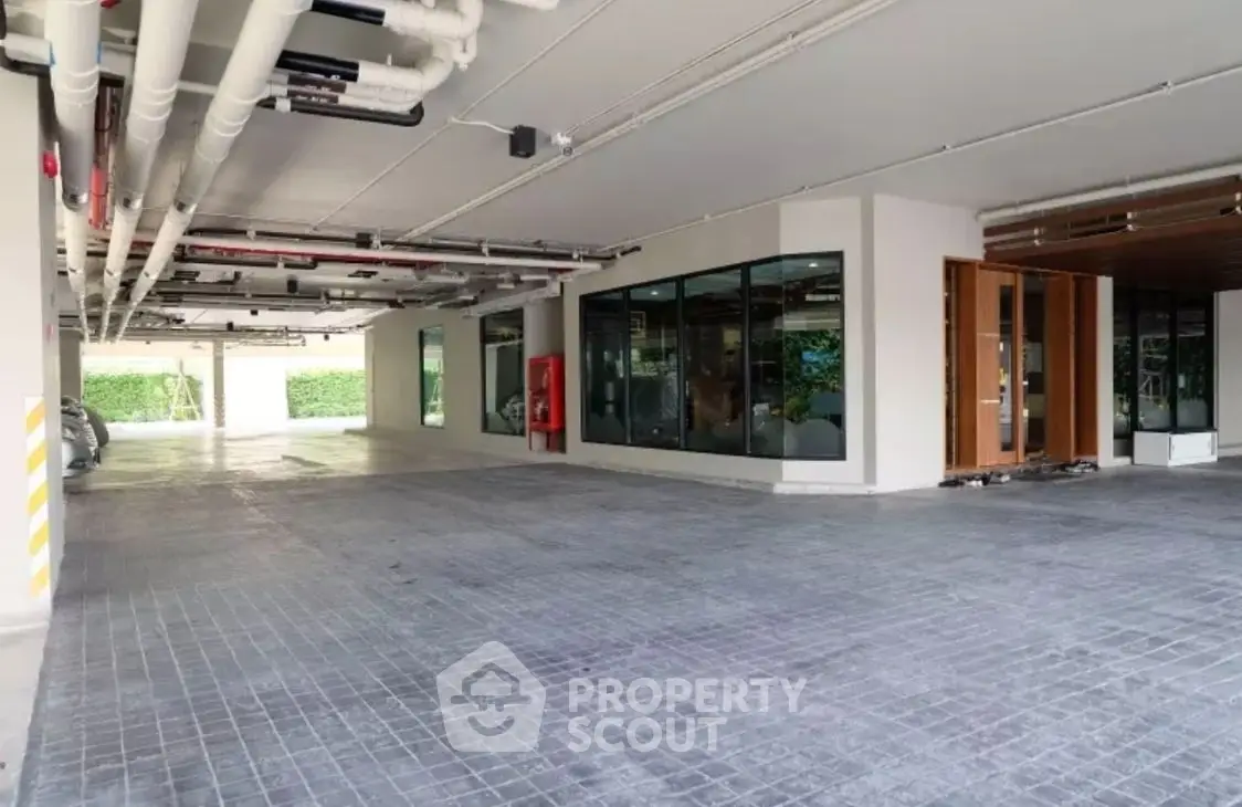 Modern parking area with sleek design and ample space