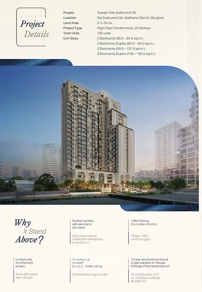 High-rise condominium project details with elegant design and modern amenities in Bangkok.