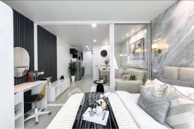Modern studio apartment with stylish decor and open layout