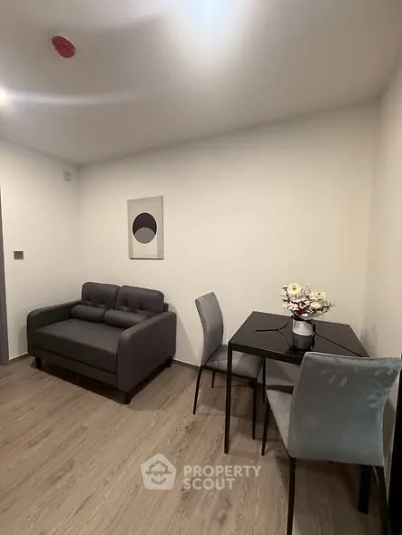 Modern minimalist living room with sleek furniture and stylish decor