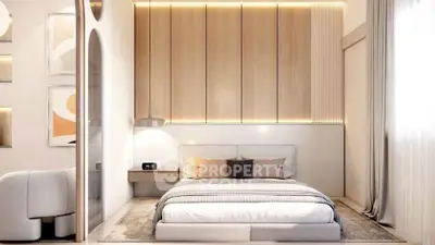 Luxurious modern bedroom with elegant lighting and minimalist decor