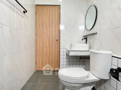 Modern bathroom with sleek fixtures and minimalist design