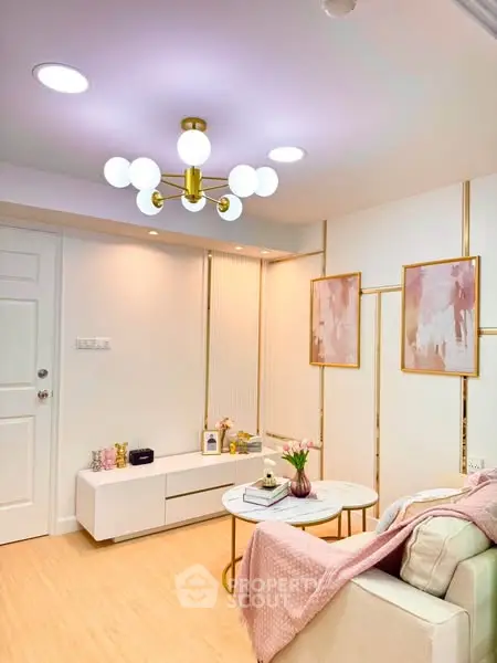 Chic modern living room with elegant lighting and stylish decor