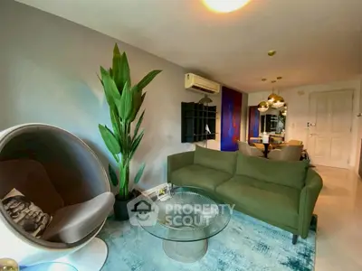 Stylish living room with modern furniture and vibrant decor