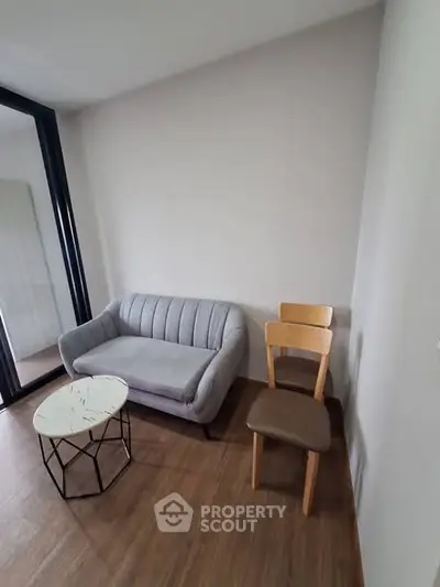 Cozy living room with modern sofa and stylish coffee table