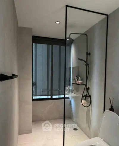 Modern bathroom with sleek shower and minimalist design