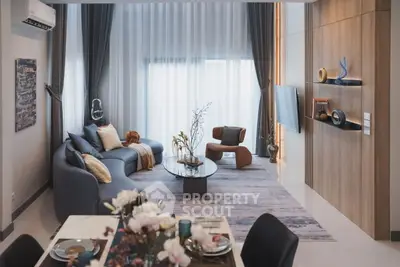 Luxurious modern living room with elegant decor and stylish furniture
