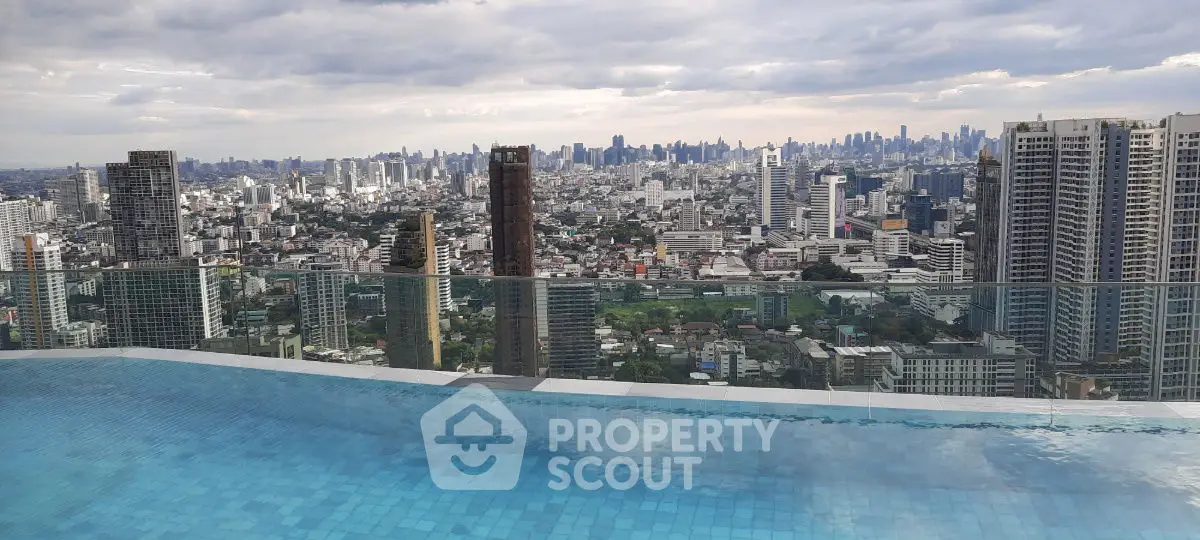 Stunning rooftop pool with panoramic city skyline view
