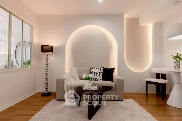 Stylish modern living room with elegant lighting and chic decor