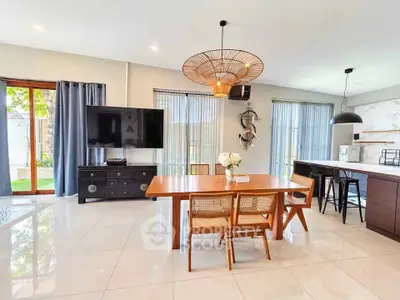 Spacious modern dining area with elegant decor and natural light