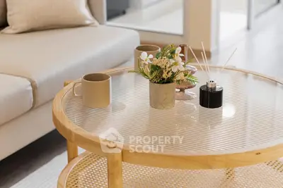 Stylish living room with modern coffee table and cozy decor