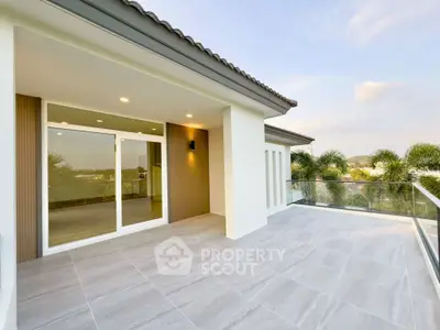 Spacious modern balcony with stunning views and sleek design