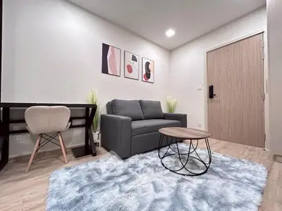 Modern living room with stylish decor and cozy seating area