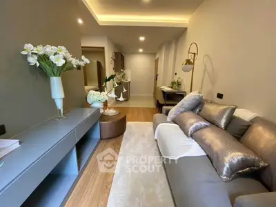 Stylish modern living room with elegant decor and cozy ambiance.