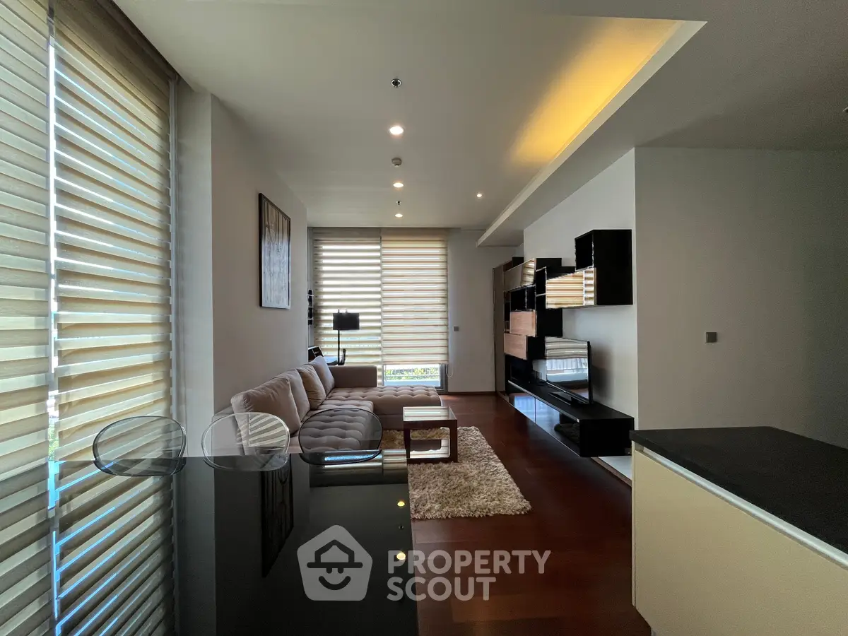 Modern living room with stylish decor and natural light