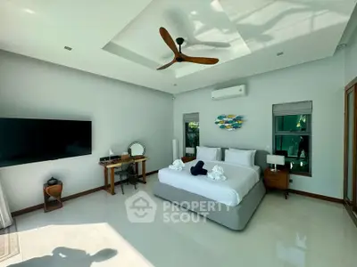 Luxurious modern bedroom with sleek design and natural light