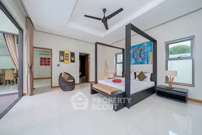 Luxurious modern bedroom with elegant decor and spacious layout