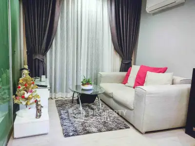 Cozy living room with elegant curtains and modern decor