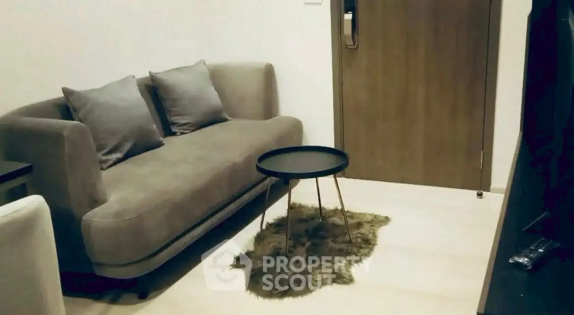 Cozy living room with modern sofa and stylish coffee table