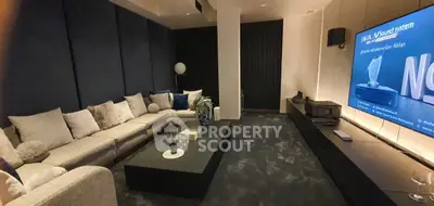 Luxurious home theater with plush seating and advanced sound system