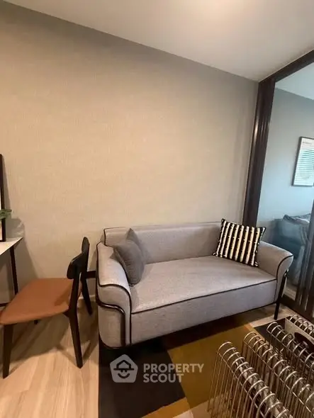 Modern living room with stylish sofa and elegant decor