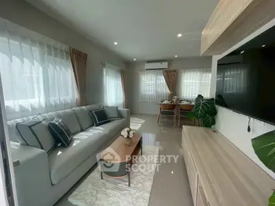 Modern living room with stylish decor and natural light