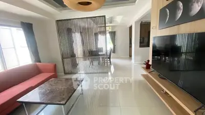 Spacious modern living room with stylish decor and open layout