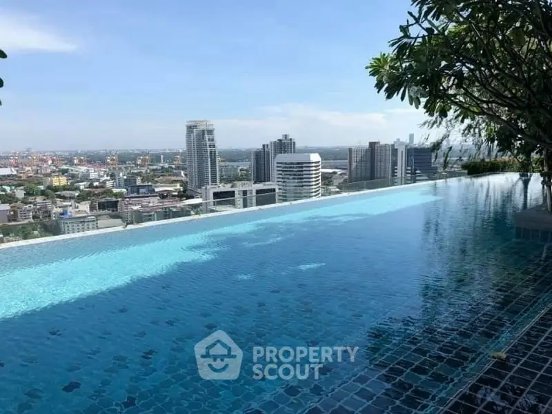 Stunning rooftop infinity pool with panoramic city skyline views.