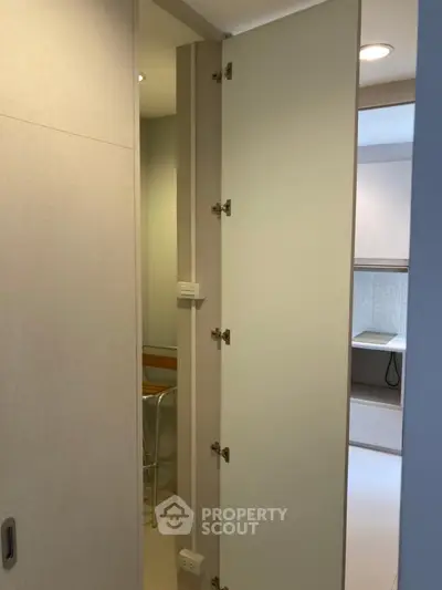 Modern interior with sleek folding door and minimalist design