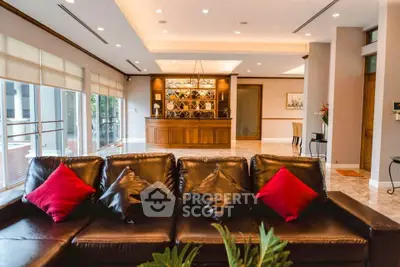 Luxurious living room with elegant decor and spacious seating area