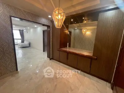 Elegant modern interior with stylish lighting and open layout