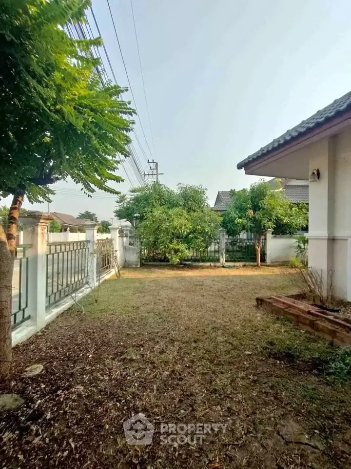 Charming suburban garden with lush greenery and cozy outdoor space, perfect for relaxation and family gatherings.