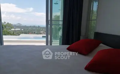 Luxurious bedroom with stunning panoramic view and pool access