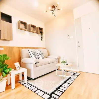 Charming living room with modern decor and cozy seating in a bright, inviting space.