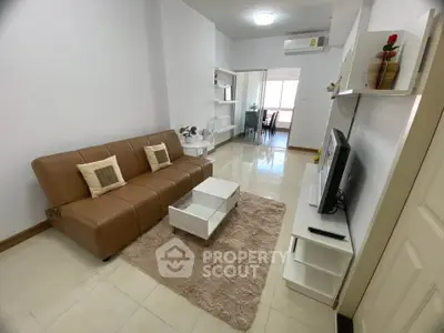 Modern living room with sleek furniture and open layout