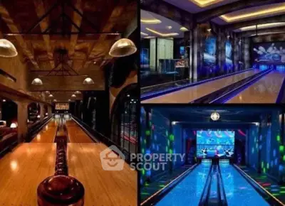 Luxurious private bowling alley with ambient lighting and modern design