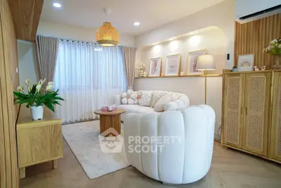Chic modern living room with cozy white sofa and elegant decor