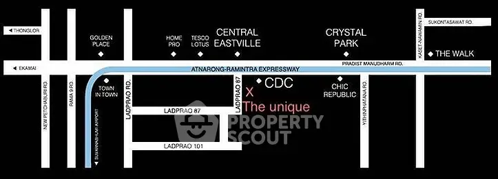Map showing location of The Unique near Central Eastville and Crystal Park.
