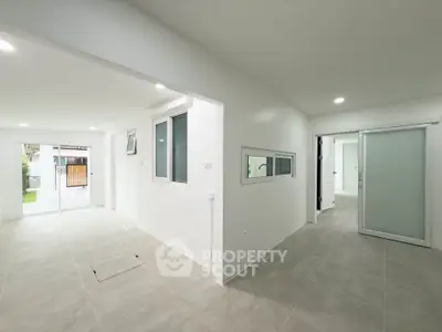 Spacious modern interior with sleek design and ample natural light, featuring large windows and open layout.