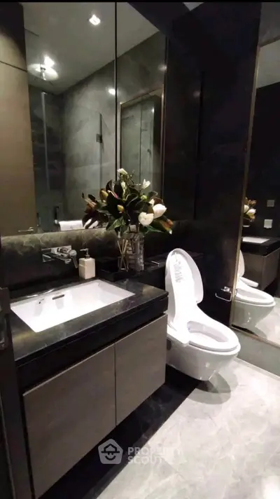 Luxurious modern bathroom with sleek design and elegant fixtures