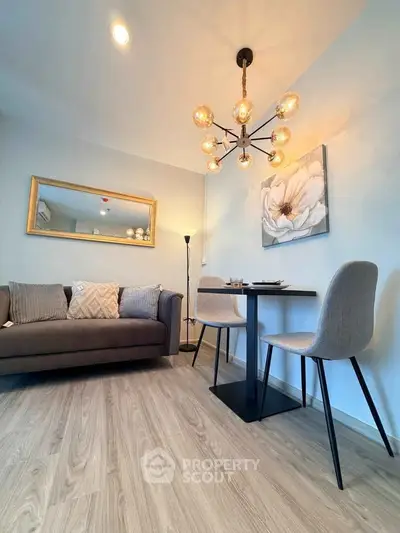 Stylish modern living room with elegant decor and cozy seating area