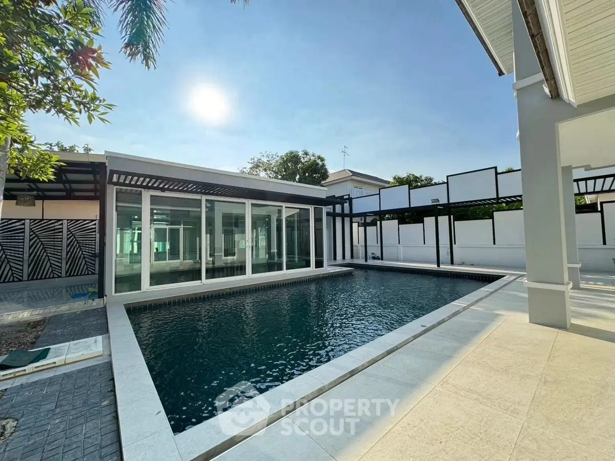 Luxurious modern home with private pool and sleek design, perfect for relaxation and entertainment.