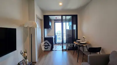 Modern living room with open layout and balcony view