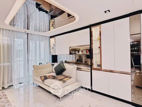 Luxurious modern living room with elegant decor and plush seating