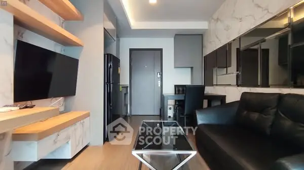 Modern living room with sleek furniture and stylish decor